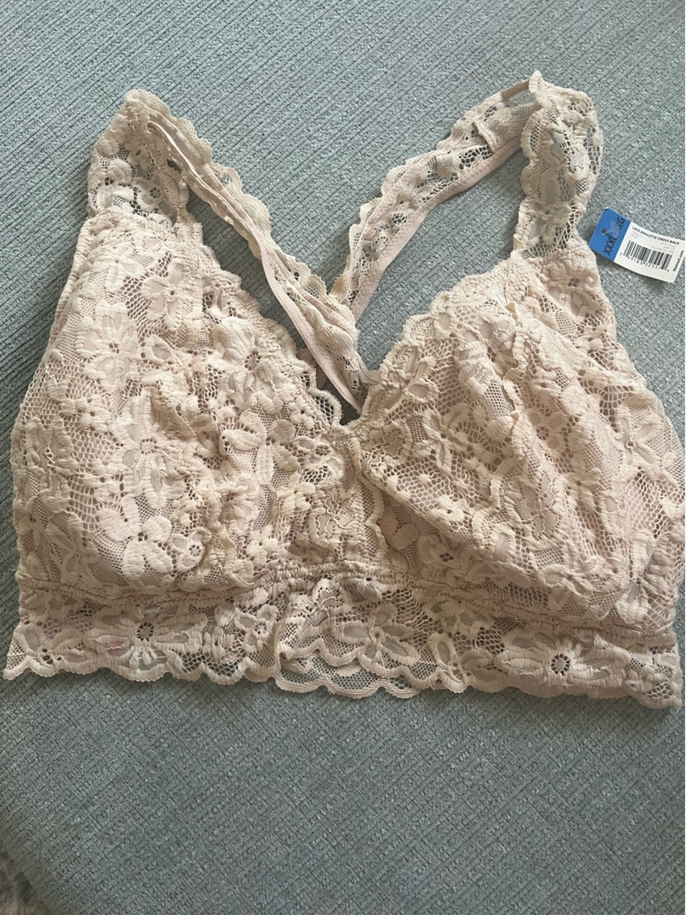 3XL NEW Soft Lace Bandeau Bralette in Light Beige - Elegant Comfort
